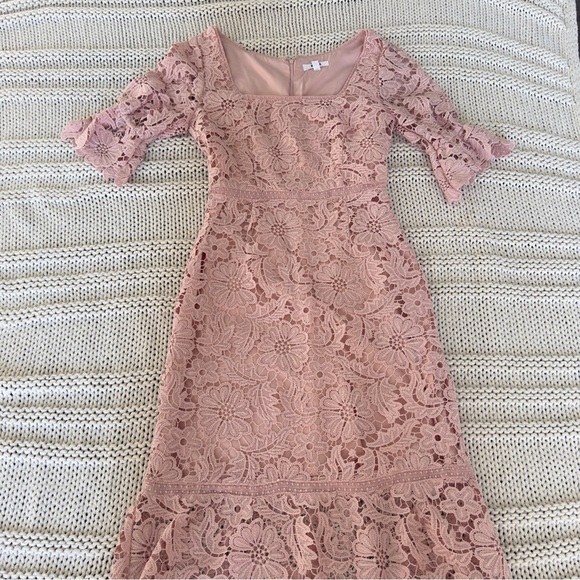 Revolve Steve Madden Did It My Way - Puff Sleeve Lace Women's Midi Dress Size 2 - Picture 5 of 7